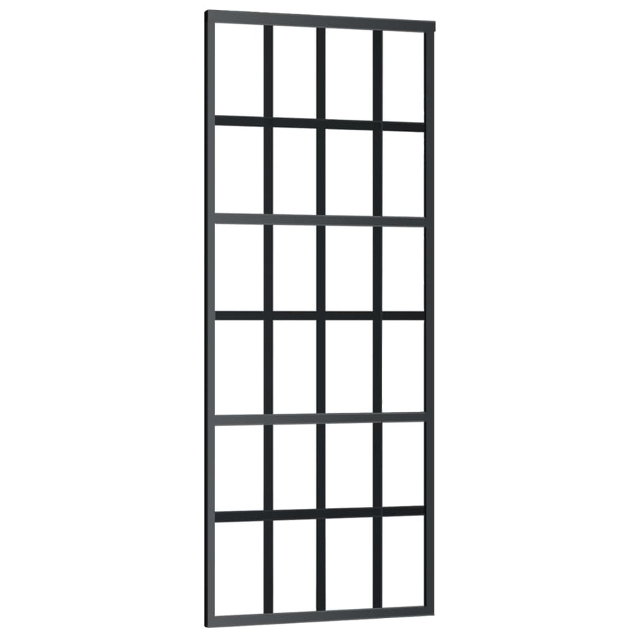 Schuifdeur Met Beslag 76X205 Cm Aluminium En Esg-Glas 76 x 205 cm (183 cm schuifrail) 6x4 raster