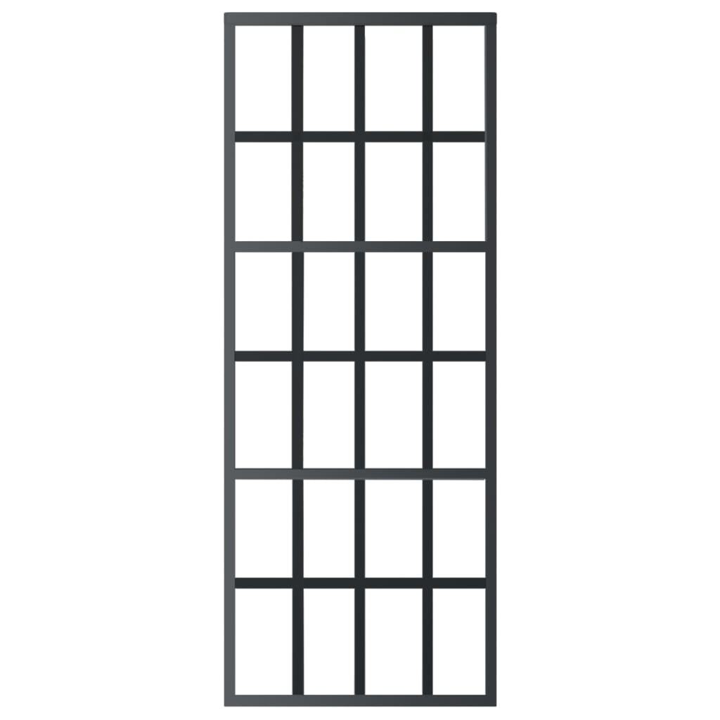 Schuifdeur Met Beslag 76X205 Cm Aluminium En Esg-Glas 76 x 205 cm (183 cm schuifrail) 6x4 raster