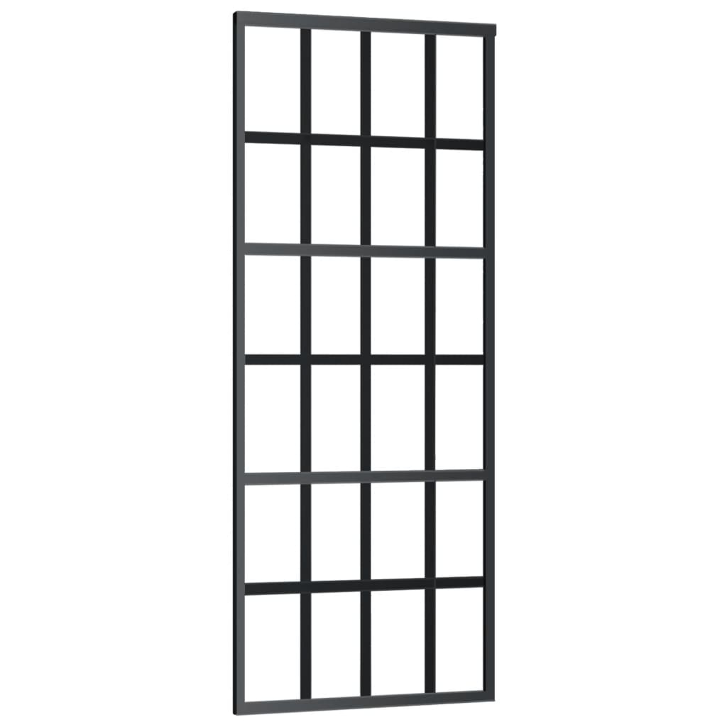 Schuifdeur Met Beslag 76X205 Cm Aluminium En Esg-Glas 76 x 205 cm (200 cm schuifrail) 6x4 raster