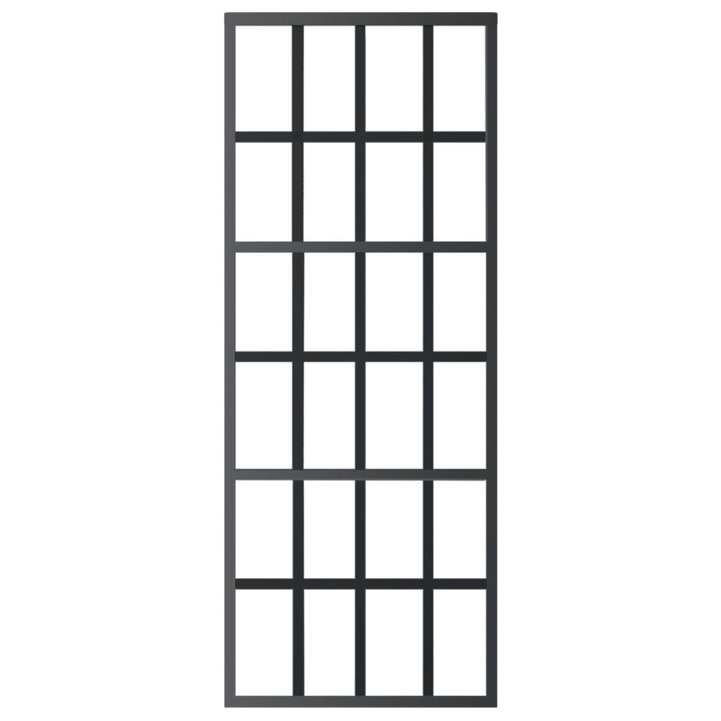 Schuifdeur Met Beslag 76X205 Cm Aluminium En Esg-Glas 76 x 205 cm (200 cm schuifrail) 6x4 raster