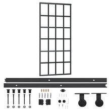 Schuifdeur Met Beslag 90X205 Cm Aluminium En Esg-Glas 90 x 205 cm (200 cm schuifrail) 6x4 raster