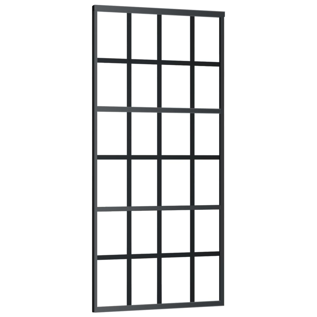 Schuifdeur Met Beslag 90X205 Cm Aluminium En Esg-Glas 90 x 205 cm (200 cm schuifrail) 6x4 raster