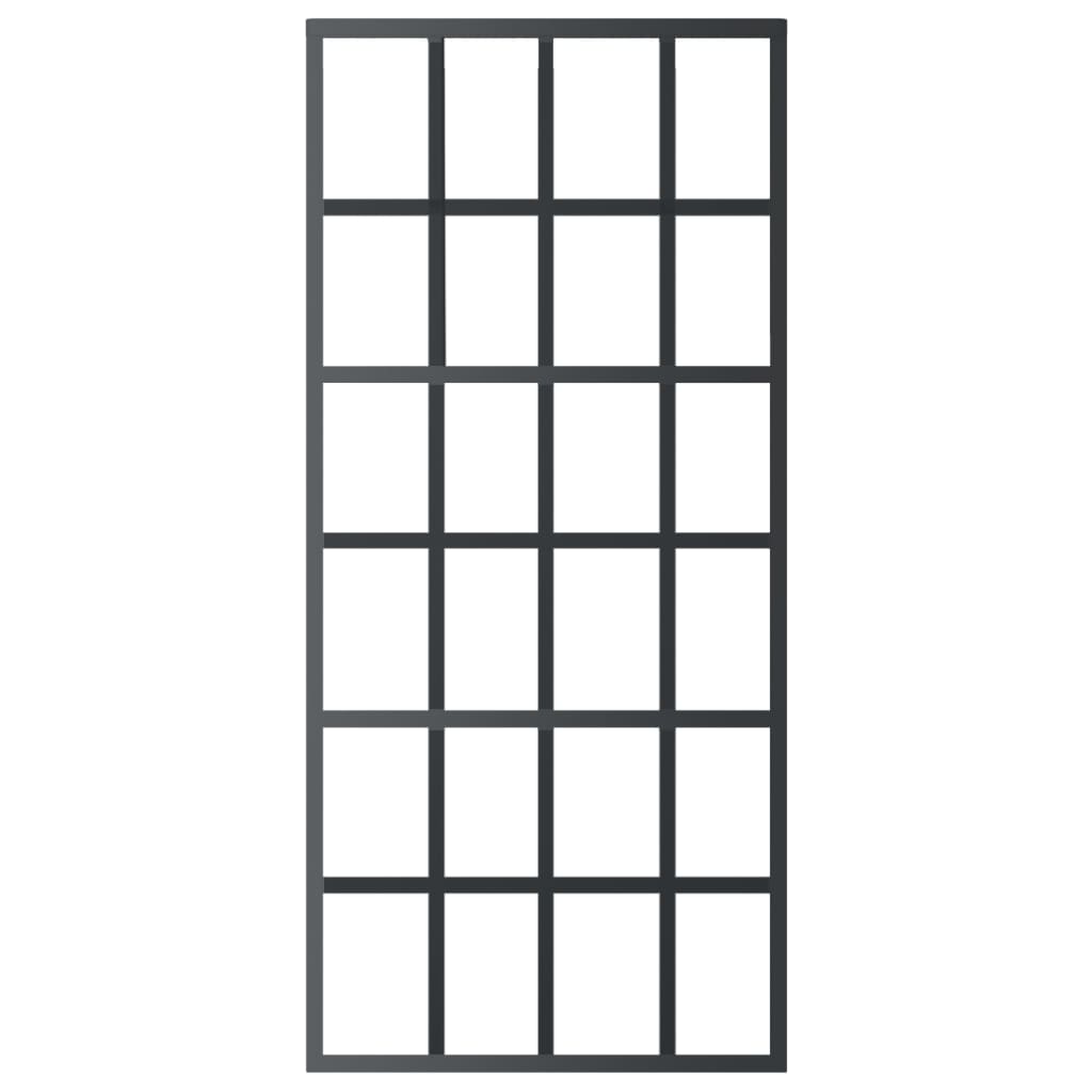 Schuifdeur Met Beslag 90X205 Cm Aluminium En Esg-Glas 90 x 205 cm (200 cm schuifrail) 6x4 raster