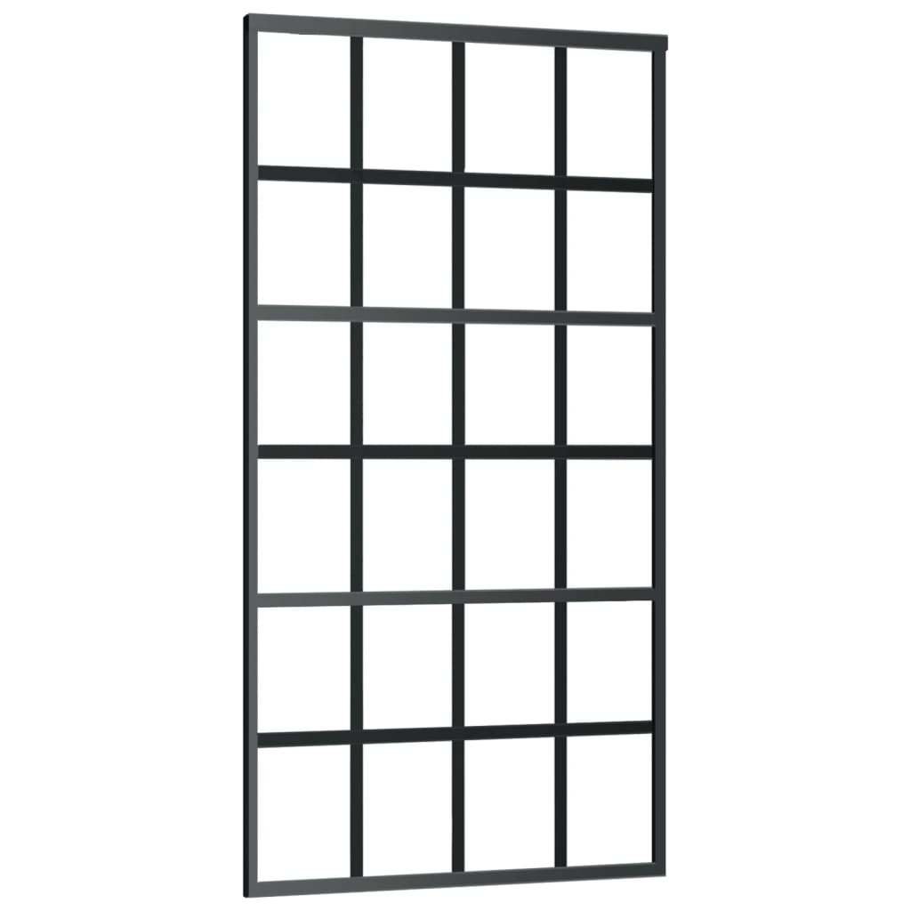 Schuifdeur Met Beslag 02X205 Cm Aluminium En Esg-Glas 102 x 205 cm (183 cm schuifrail) 6x4 raster