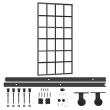 Schuifdeur Met Beslag 02X205 Cm Aluminium En Esg-Glas 102 x 205 cm (200 cm schuifrail) 6x4 raster