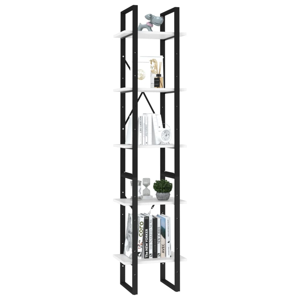 Boekenkast Met 5 Schappen Bewerkt Hout 40 x 30 x 175 cm Wit