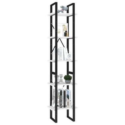 Boekenkast Met 5 Schappen Bewerkt Hout 40 x 30 x 175 cm Wit