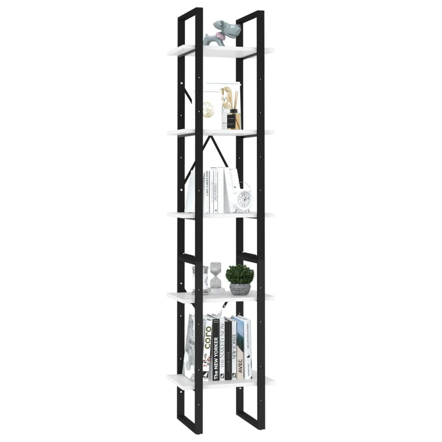 Boekenkast Met 5 Schappen Bewerkt Hout 40 x 30 x 175 cm Wit