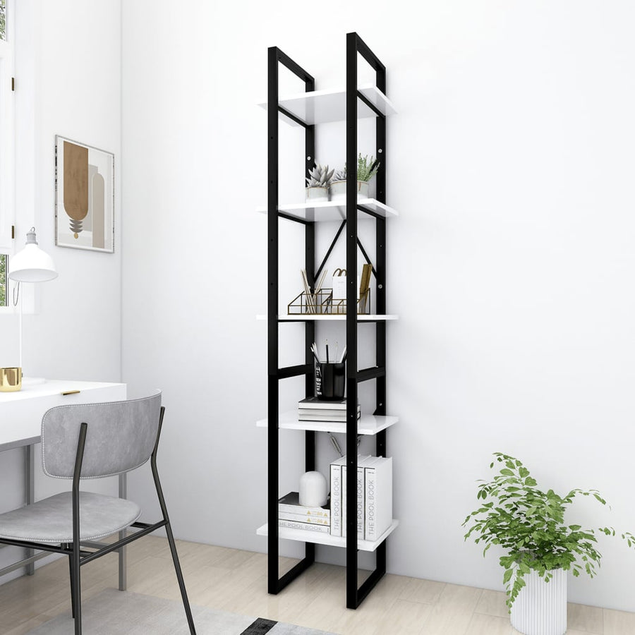 Boekenkast Met 5 Schappen Bewerkt Hout 40 x 30 x 175 cm Wit