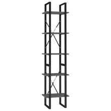 Boekenkast Met 5 Schappen Bewerkt Hout 40 x 30 x 175 cm Grijs