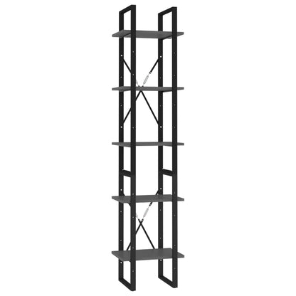 Boekenkast Met 5 Schappen Bewerkt Hout 40 x 30 x 175 cm Grijs