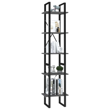 Boekenkast Met 5 Schappen Bewerkt Hout 40 x 30 x 175 cm Grijs