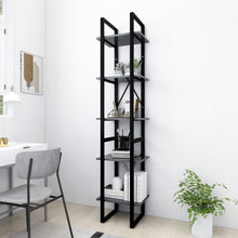 Boekenkast Met 5 Schappen Bewerkt Hout 40 x 30 x 175 cm Grijs