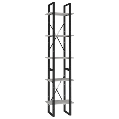 Boekenkast Met 5 Schappen Bewerkt Hout 40 x 30 x 175 cm Betongrijs