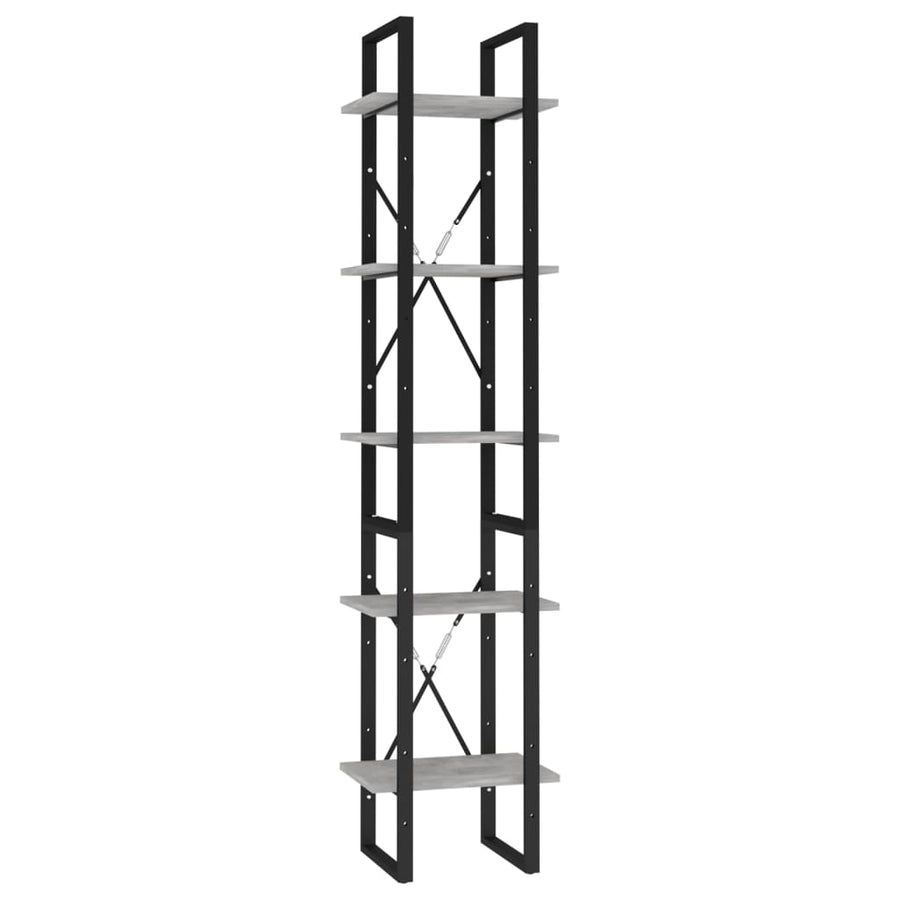 Boekenkast Met 5 Schappen Bewerkt Hout 40 x 30 x 175 cm Betongrijs