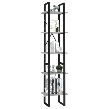 Boekenkast Met 5 Schappen Bewerkt Hout 40 x 30 x 175 cm Betongrijs