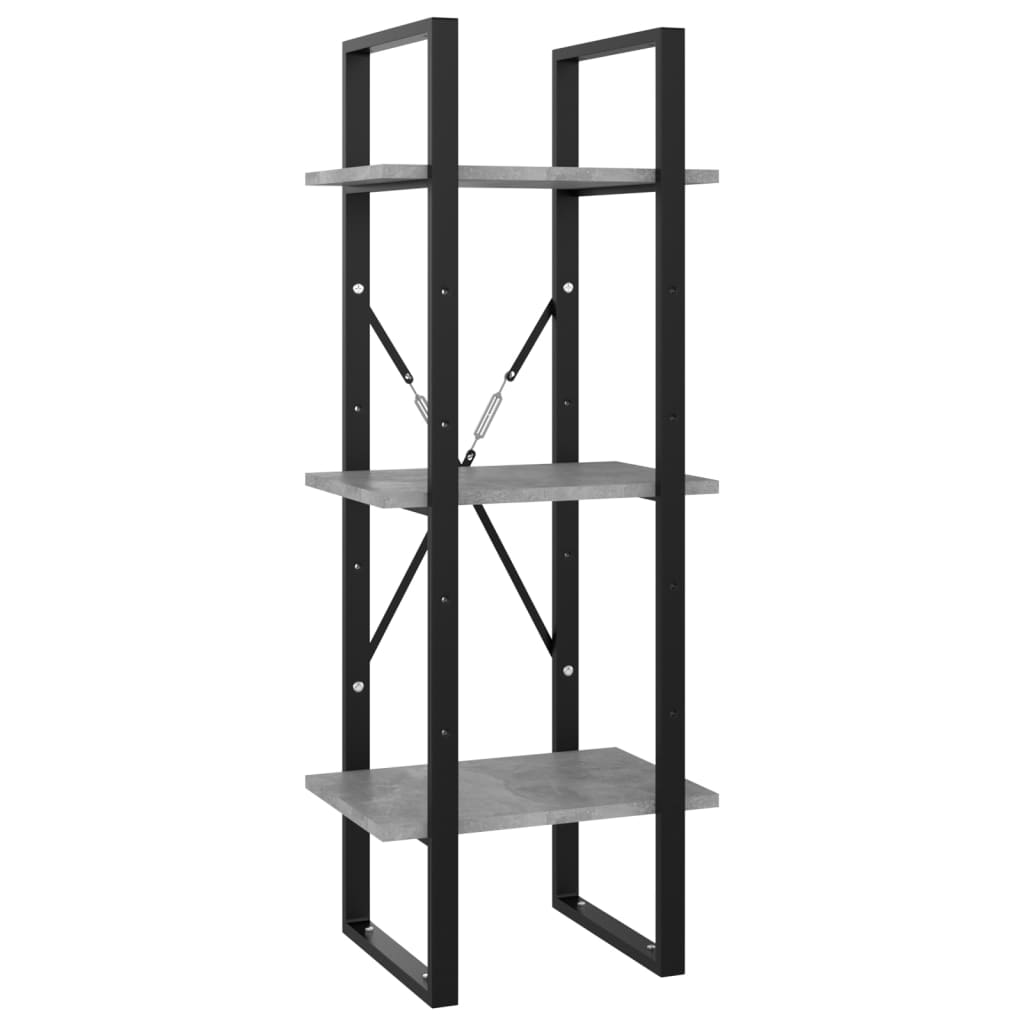 Boekenkast Met 5 Schappen Bewerkt Hout 40 x 30 x 175 cm Betongrijs
