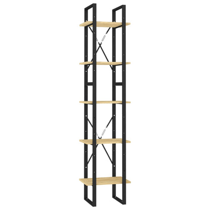 Boekenkast Met 5 Schappen Massief Grenenhout 40 x 30 x 175 cm Zwart en lichtbruin