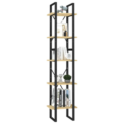 Boekenkast Met 5 Schappen Massief Grenenhout 40 x 30 x 175 cm Zwart en lichtbruin