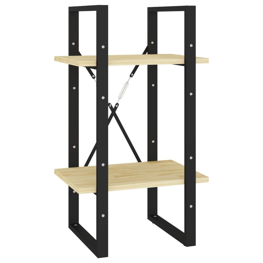 Boekenkast Met 5 Schappen Massief Grenenhout 40 x 30 x 175 cm Zwart en lichtbruin