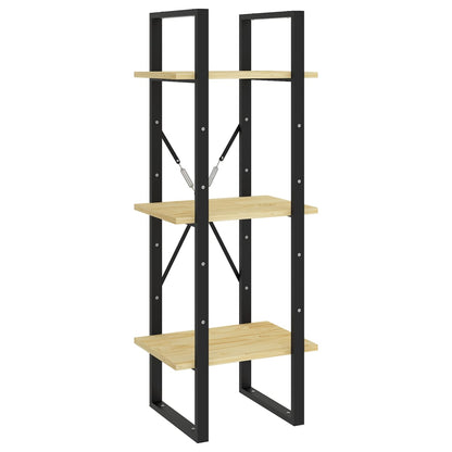Boekenkast Met 5 Schappen Massief Grenenhout 40 x 30 x 175 cm Zwart en lichtbruin