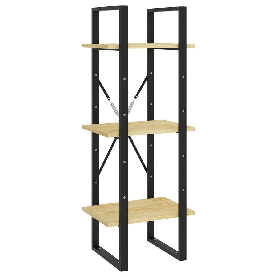 Boekenkast Met 5 Schappen Massief Grenenhout 40 x 30 x 175 cm Zwart en lichtbruin