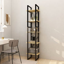 Boekenkast Met 5 Schappen Massief Grenenhout 40 x 30 x 175 cm Zwart en lichtbruin