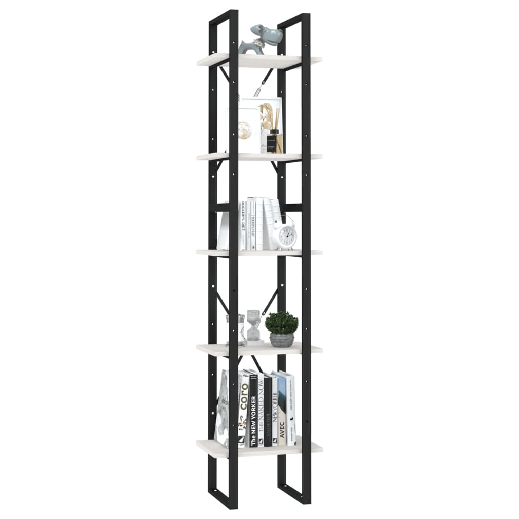 Boekenkast Met 5 Schappen Grenenhout 40 x 30 x 175 cm Wit