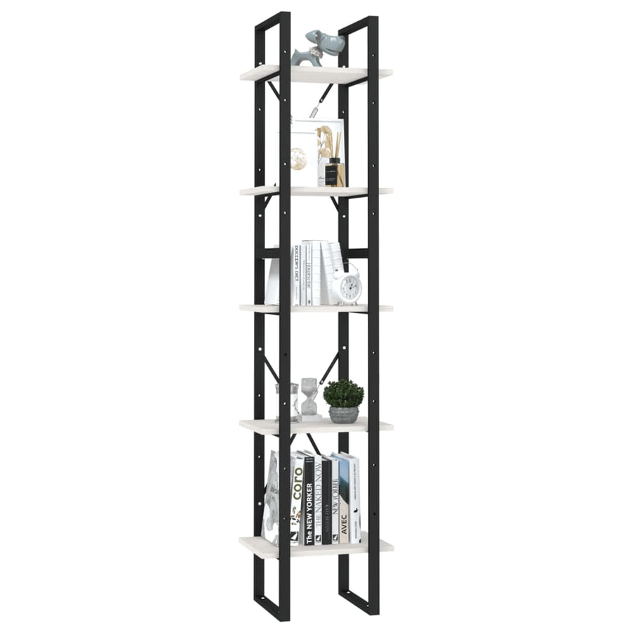 Boekenkast Met 5 Schappen Grenenhout 40 x 30 x 175 cm Wit