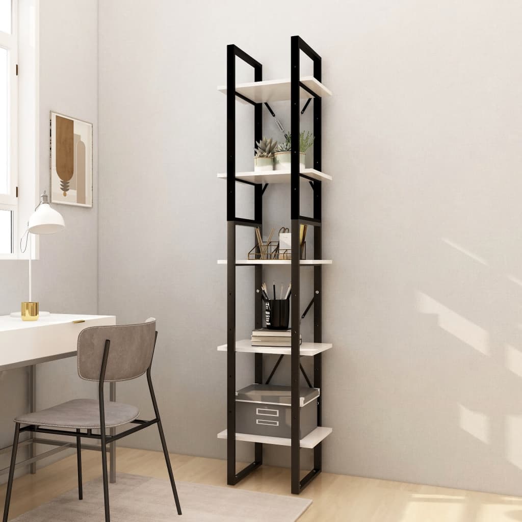 Boekenkast Met 5 Schappen Grenenhout 40 x 30 x 175 cm Wit