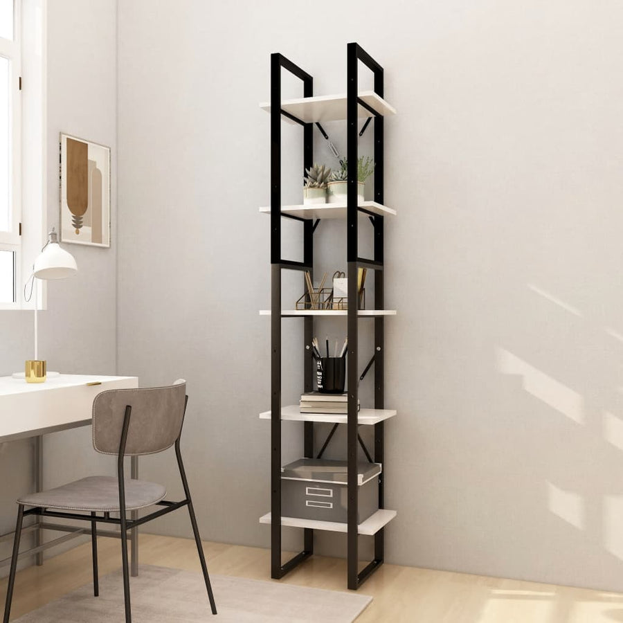 Boekenkast Met 5 Schappen Grenenhout 40 x 30 x 175 cm Wit