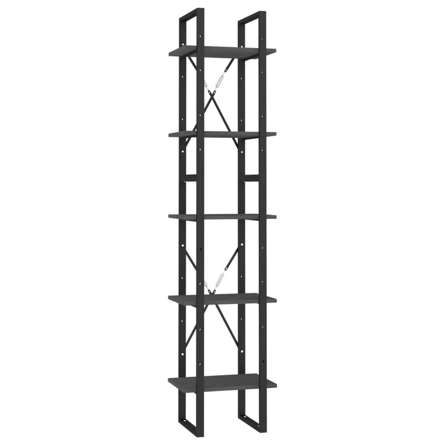 Boekenkast Met 5 Schappen Grenenhout 40 x 30 x 175 cm Grijs