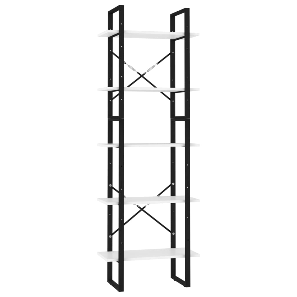 Boekenkast Met 5 Schappen Bewerkt Hout 60 x 30 x 175 cm Wit