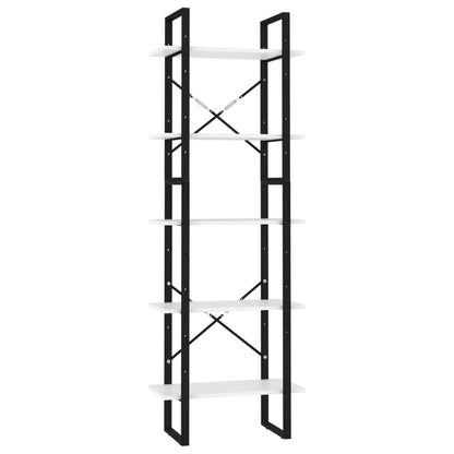 Boekenkast Met 5 Schappen Bewerkt Hout 60 x 30 x 175 cm Wit