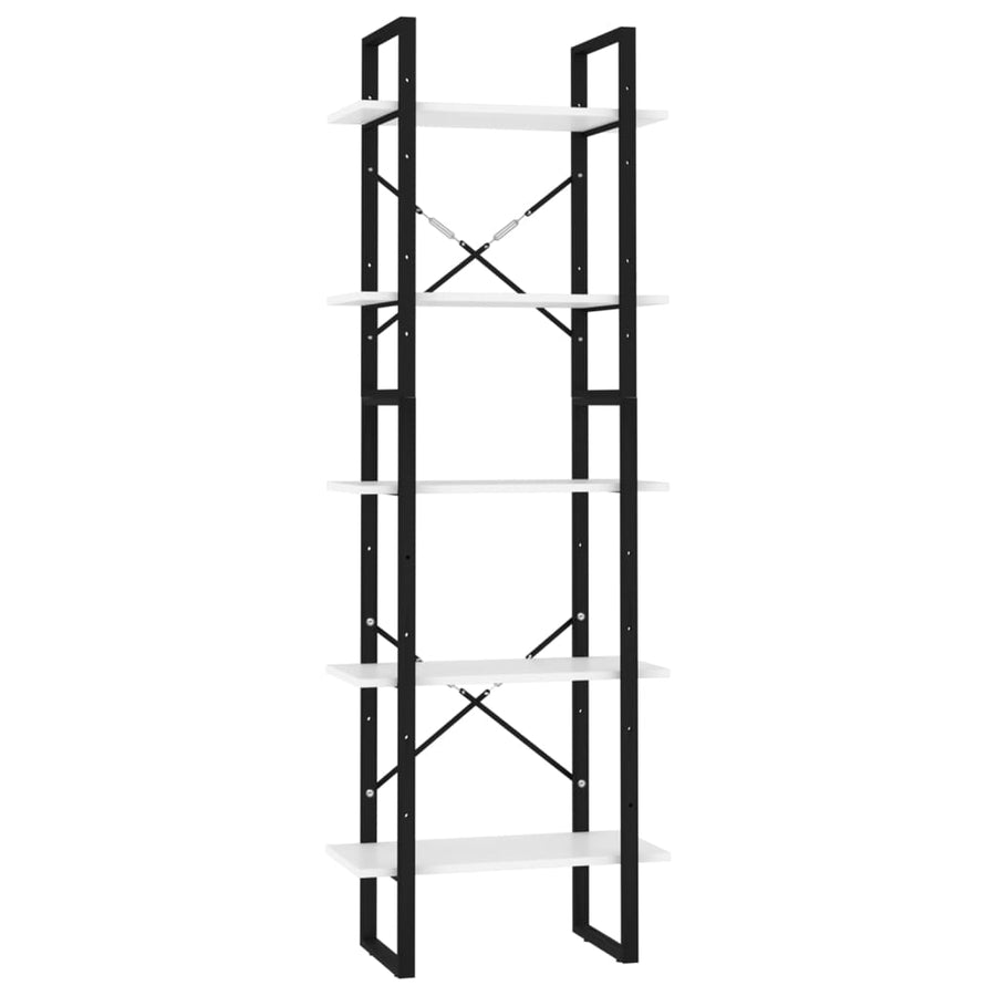 Boekenkast Met 5 Schappen Bewerkt Hout 60 x 30 x 175 cm Wit