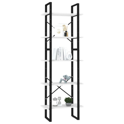 Boekenkast Met 5 Schappen Bewerkt Hout 60 x 30 x 175 cm Wit