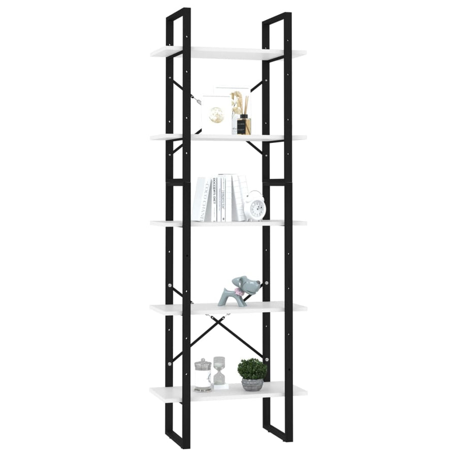 Boekenkast Met 5 Schappen Bewerkt Hout 60 x 30 x 175 cm Wit
