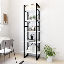 Boekenkast Met 5 Schappen Bewerkt Hout 60 x 30 x 175 cm Wit