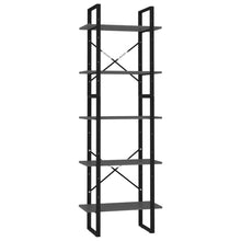 Boekenkast Met 5 Schappen Bewerkt Hout 60 x 30 x 175 cm Grijs