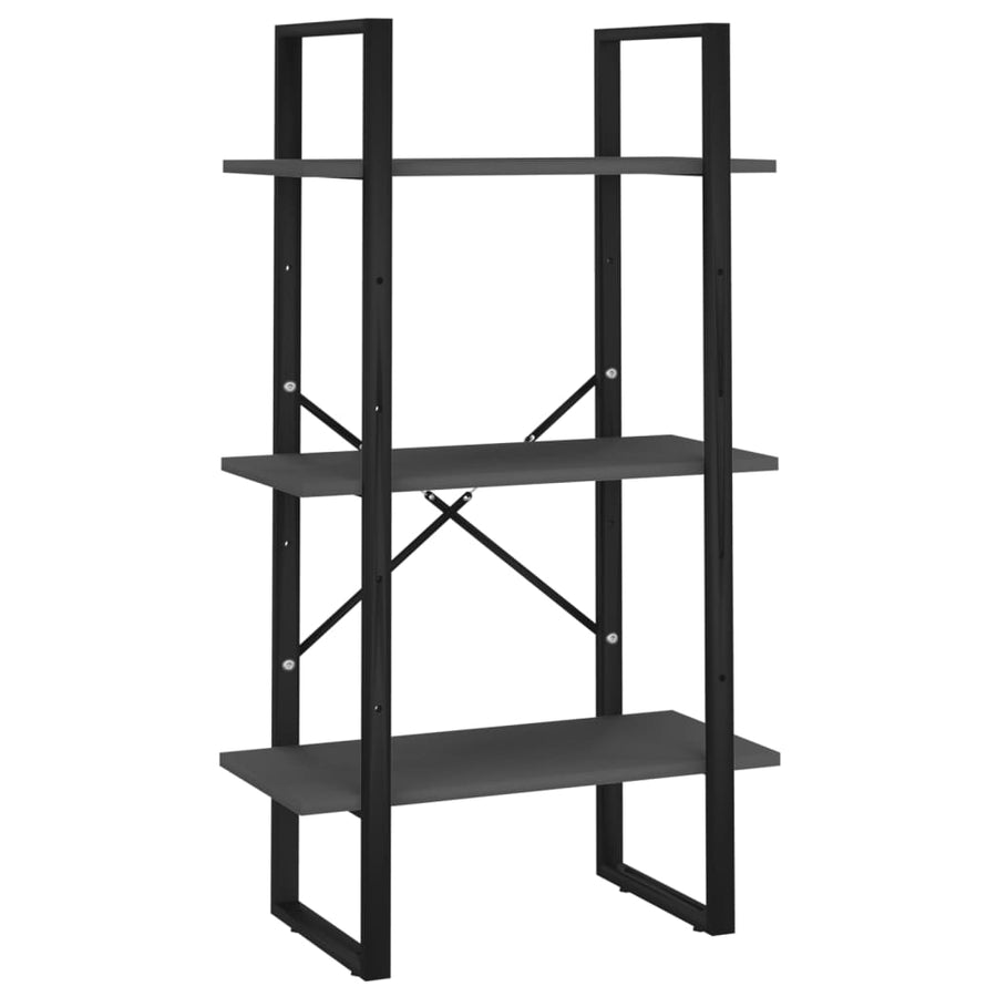 Boekenkast Met 5 Schappen Bewerkt Hout 60 x 30 x 175 cm Grijs