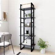 Bookshelf with 5 shelves 60x30x175 cm engineered wood grey