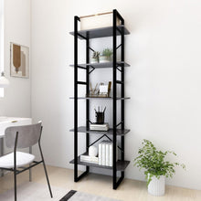 Boekenkast Met 5 Schappen Bewerkt Hout 60 x 30 x 175 cm Grijs
