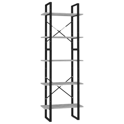 Boekenkast Met 5 Schappen Bewerkt Hout 60 x 30 x 175 cm Betongrijs