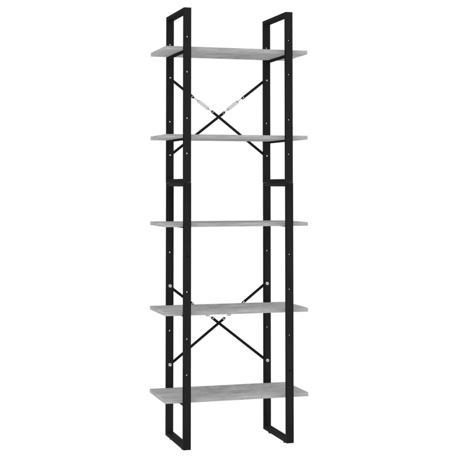 Boekenkast Met 5 Schappen Bewerkt Hout 60 x 30 x 175 cm Betongrijs