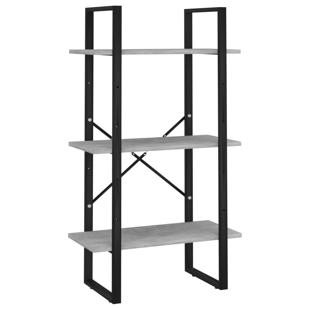 Boekenkast Met 5 Schappen Bewerkt Hout 60 x 30 x 175 cm Betongrijs