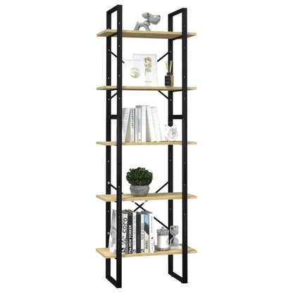 Boekenkast Met 5 Schappen Massief Grenenhout 60 x 30 x 175 cm Zwart en lichtbruin