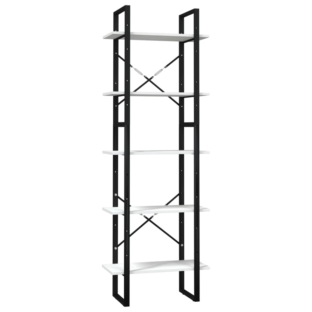 Boekenkast Met 5 Schappen Grenenhout 60 x 30 x 175 cm Wit