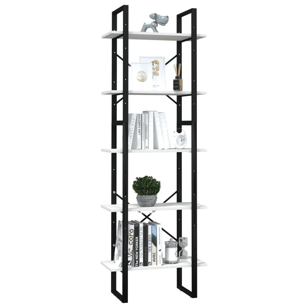 Boekenkast Met 5 Schappen Grenenhout 60 x 30 x 175 cm Wit
