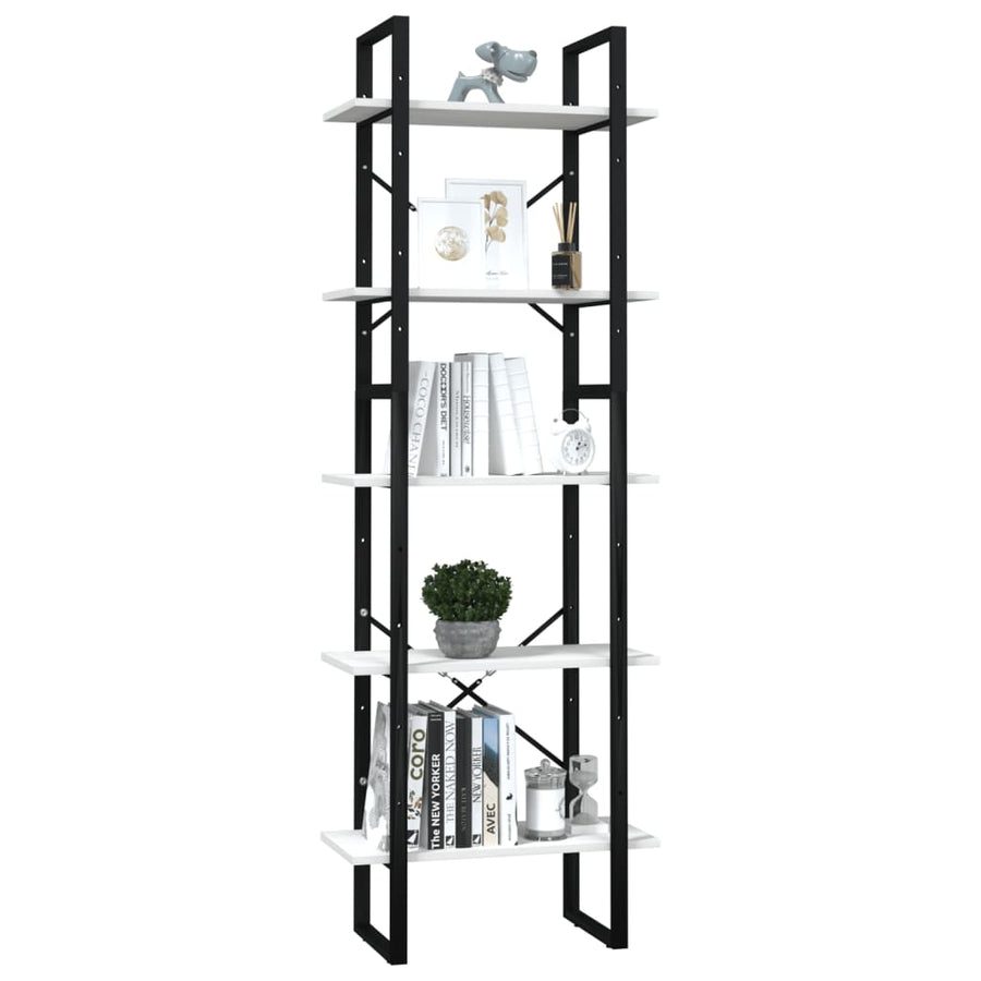 Boekenkast Met 5 Schappen Grenenhout 60 x 30 x 175 cm Wit