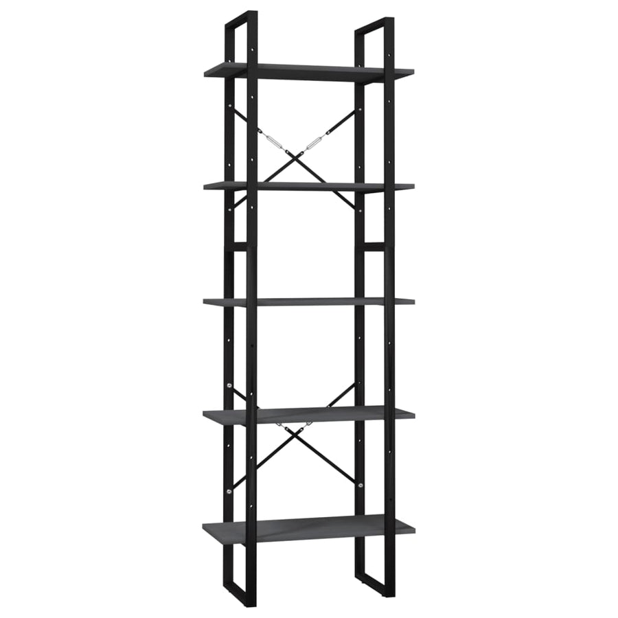 Boekenkast Met 5 Schappen Grenenhout 60 x 30 x 175 cm Grijs